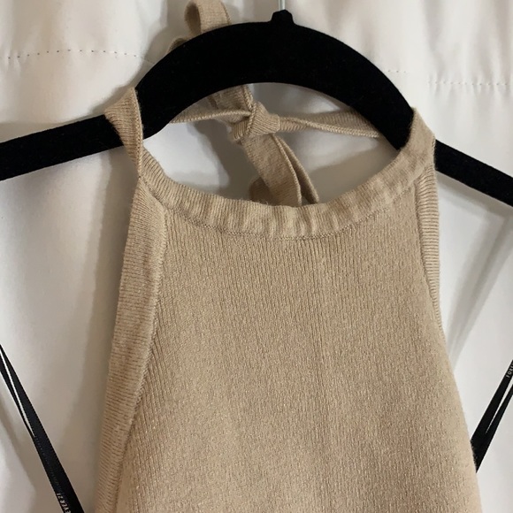 Beige crop/halter top with tie strap, worn once! - Picture 2 of 4